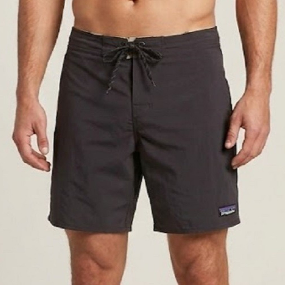 Patagonia Board Shorts Mens 38 Gray Wave Logo Stretch Surfing Swim Trunks Pocket